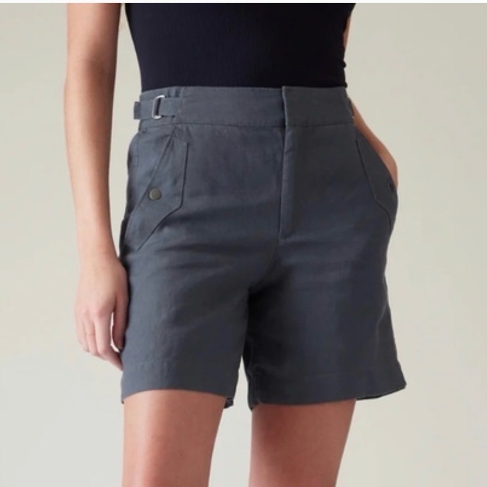 ATHLETA Blue Linen Shorts Size 2 Voyager Collection XS Casual NEW